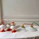 Set of 4 suspensions tulips in opaline orange gradient thread orange and white 70s