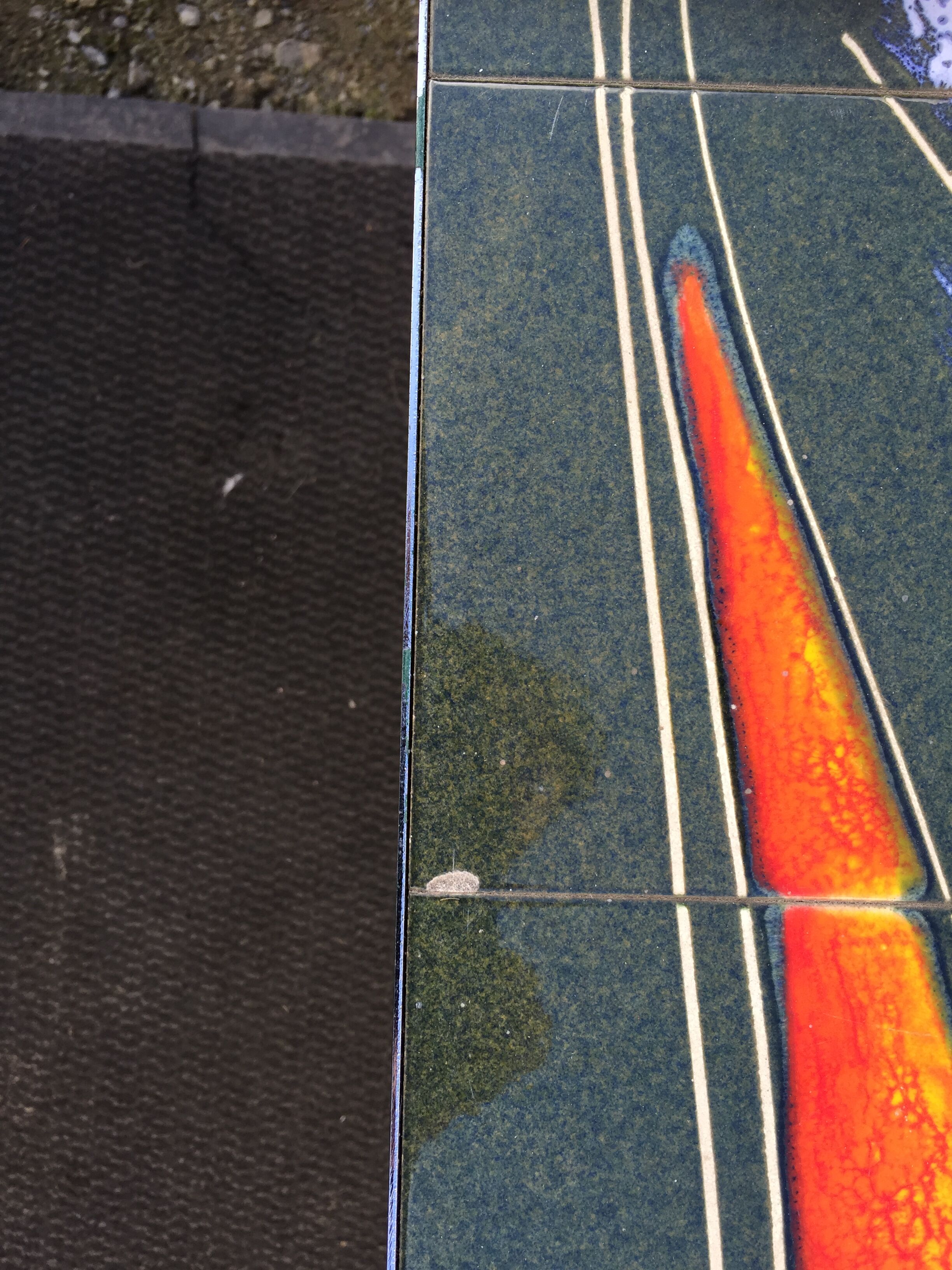 Vintage ceramic coffee table Vallauris spirit with metal x base