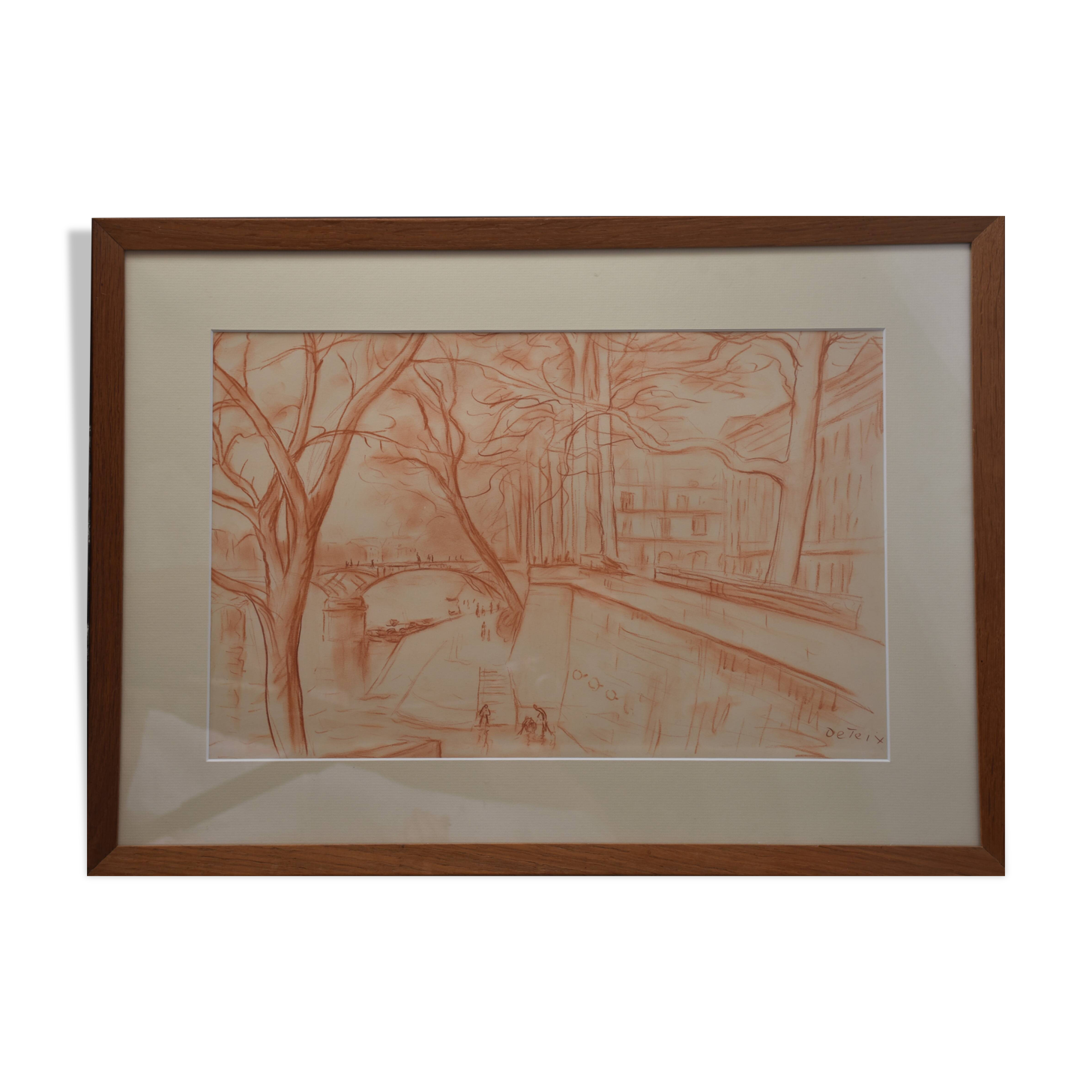 Adolphe Deteix, Le pont des Arts, vue du quai du Louvre (vers 1920)