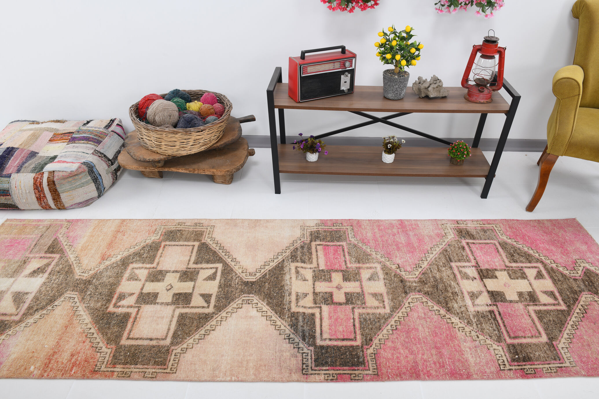 Brown & beige rug 301x91cm