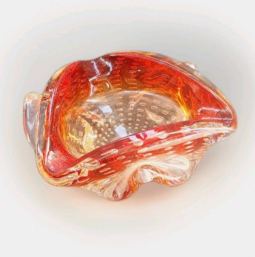 Vintage empty pocket ashtray bubble glass