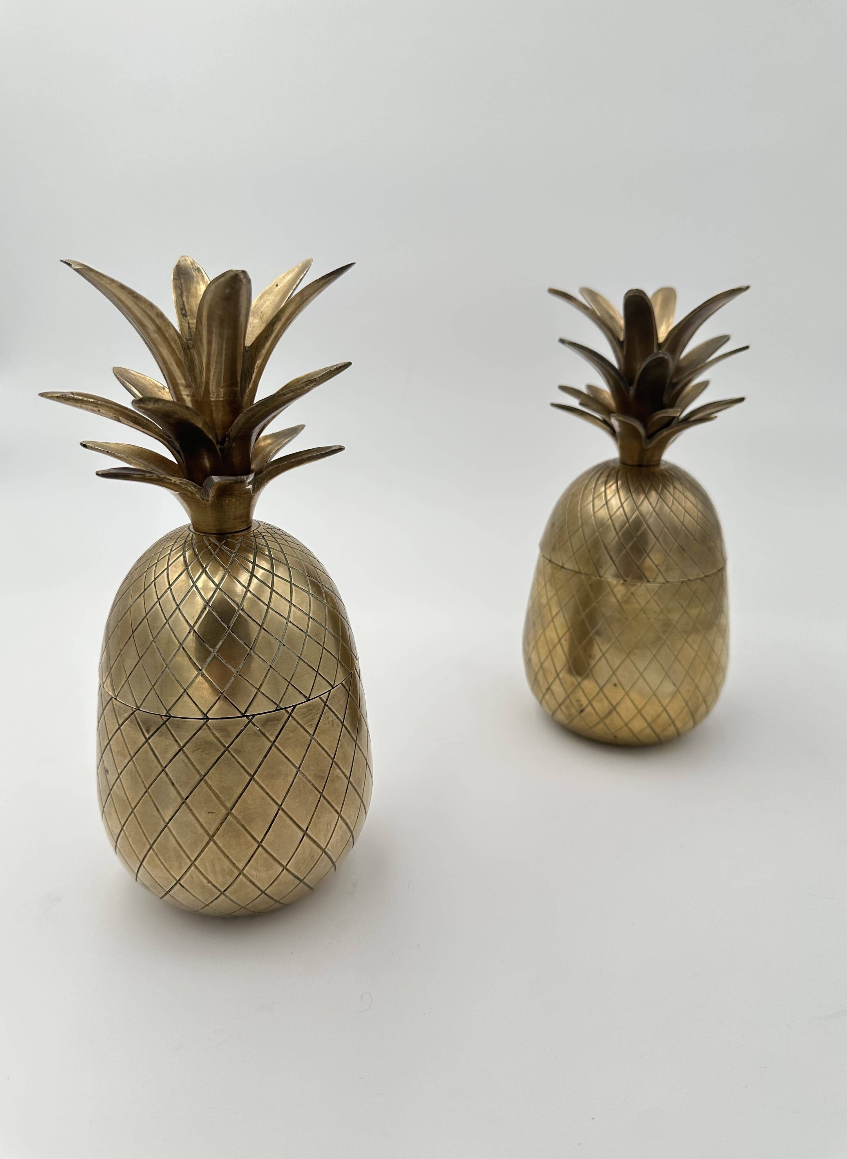 Pair of "Pineapple" Ice Buckets in Brass, in the Style of Mauro Manetti, A