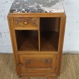 Art deco bedside table in solid wood and superb marble