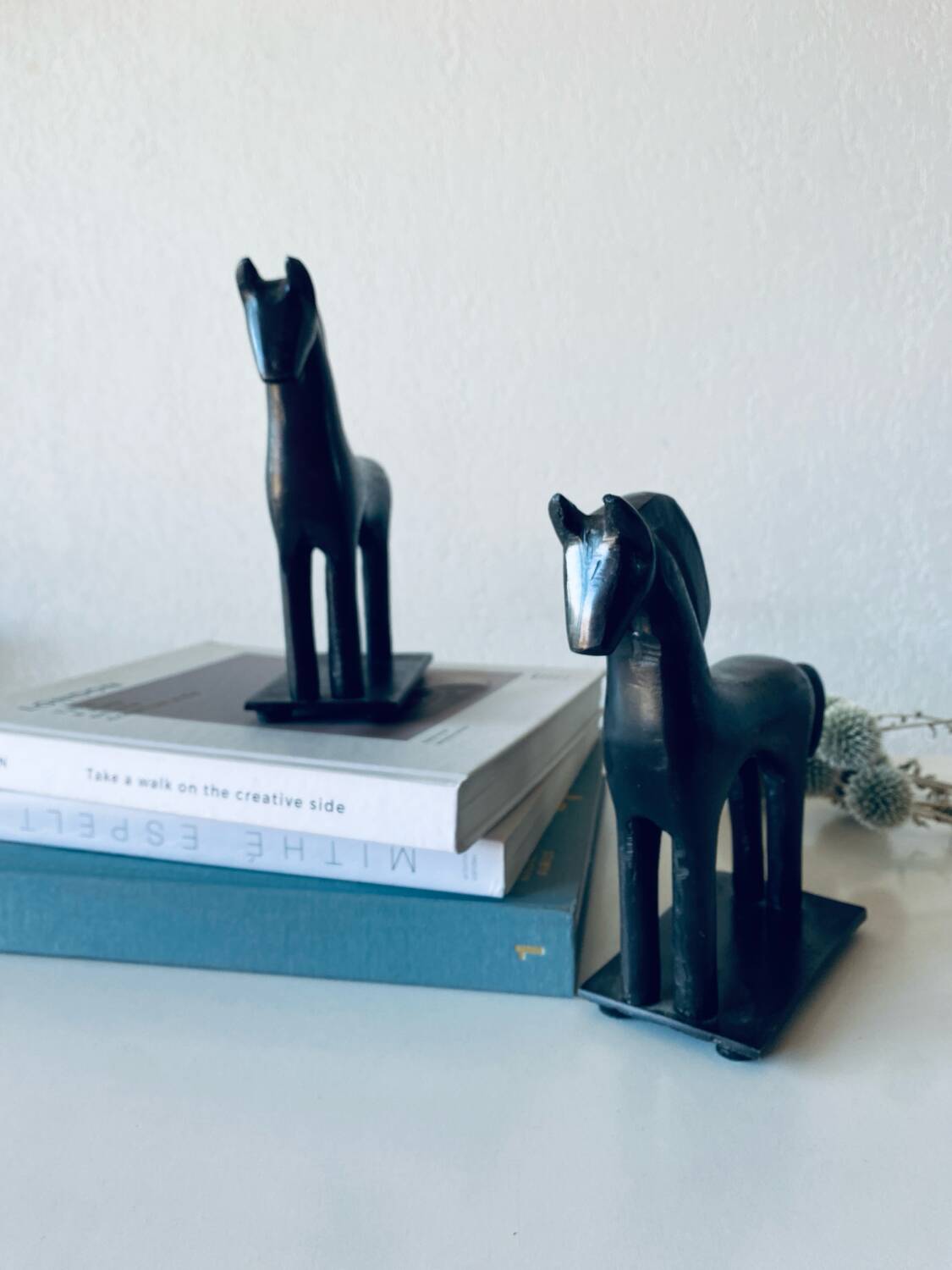 Pair of iron horse bookends