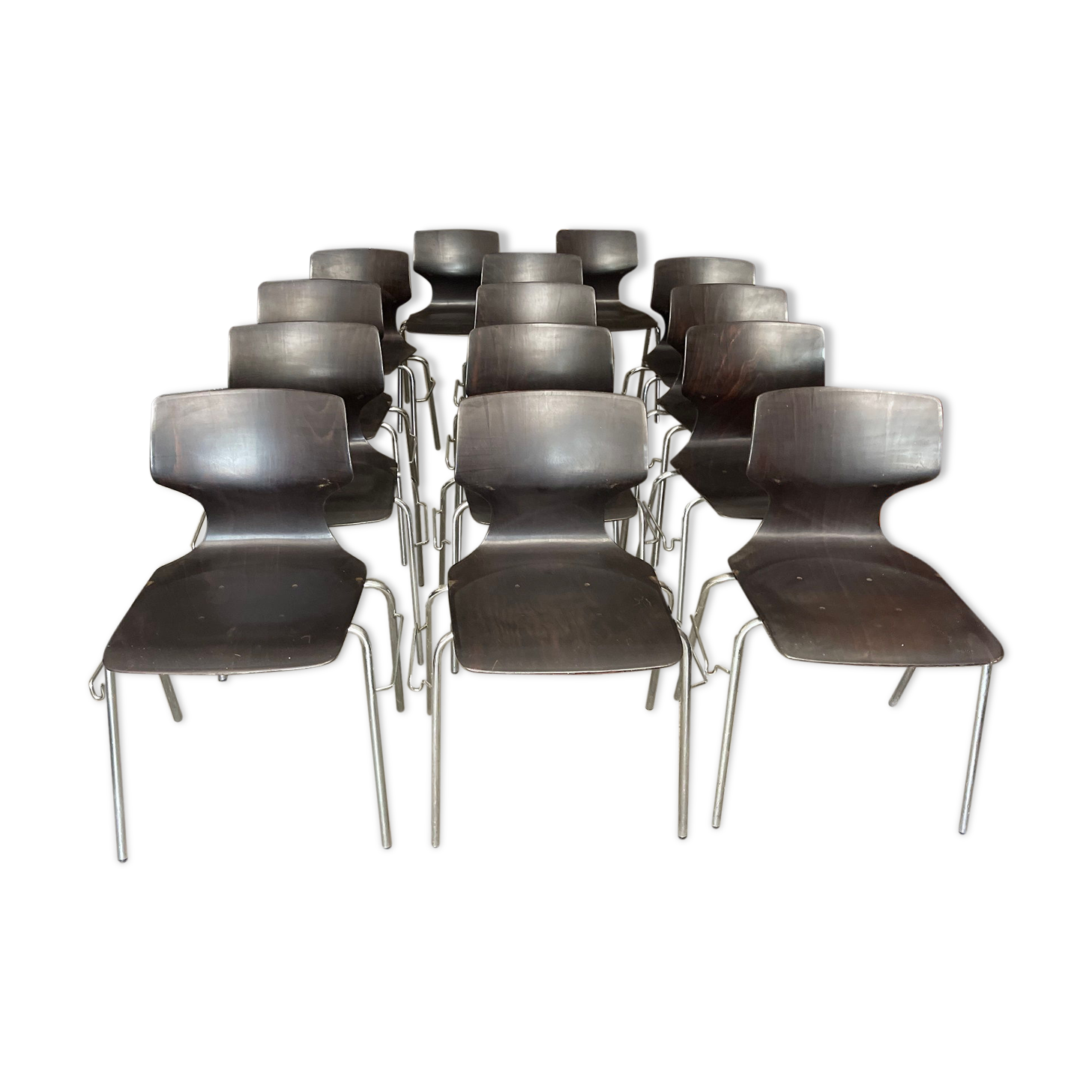 Set of 14 ebony Flötotto chairs
