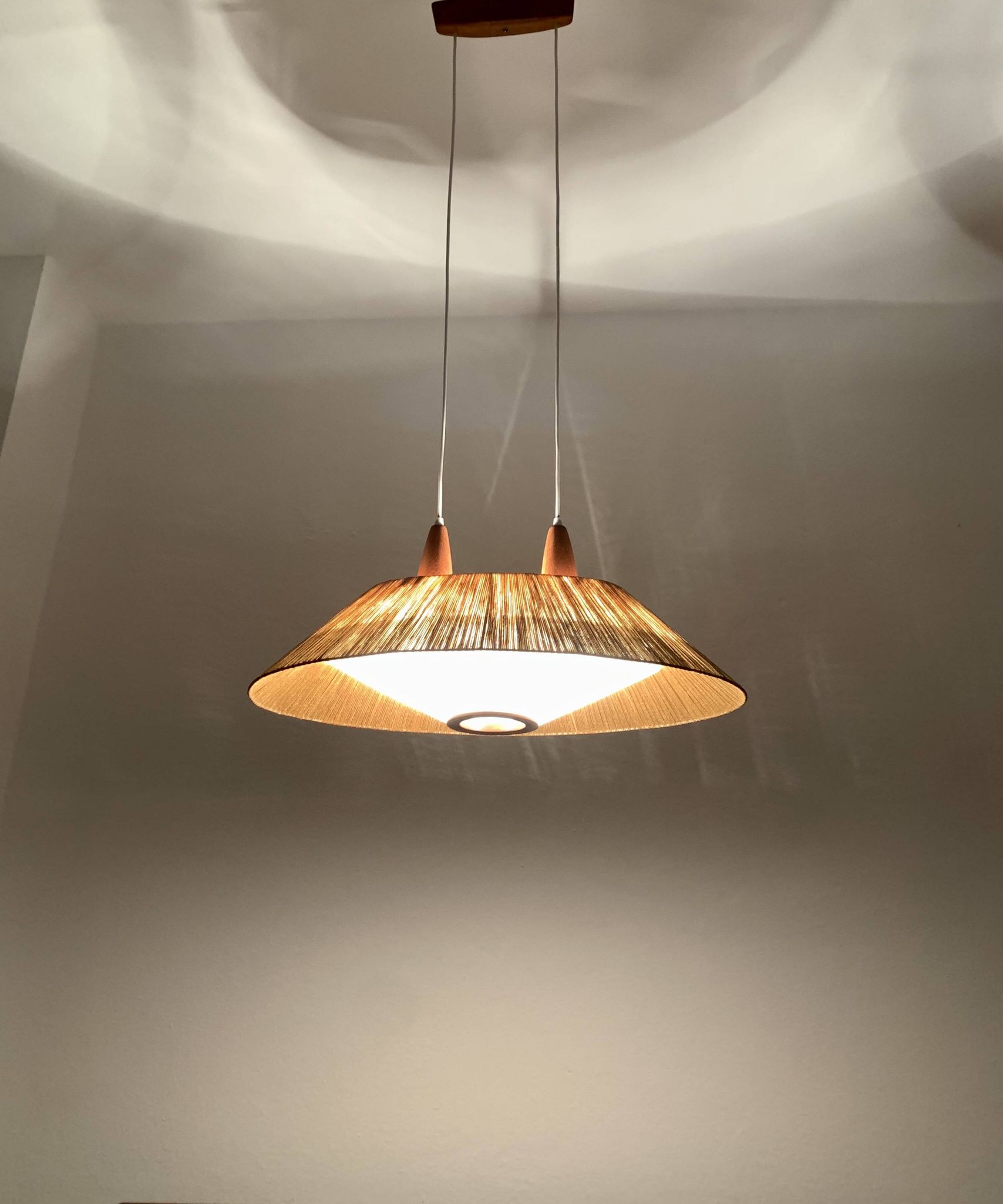 Raffia Bast and Teak Pendant Lamp from Temde