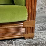 Canapé en rotin et velours par Maugrion pour Roche Bobois, 1980