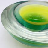Cendrier flavio poli, murano, vert/jaune, seguso, 1970