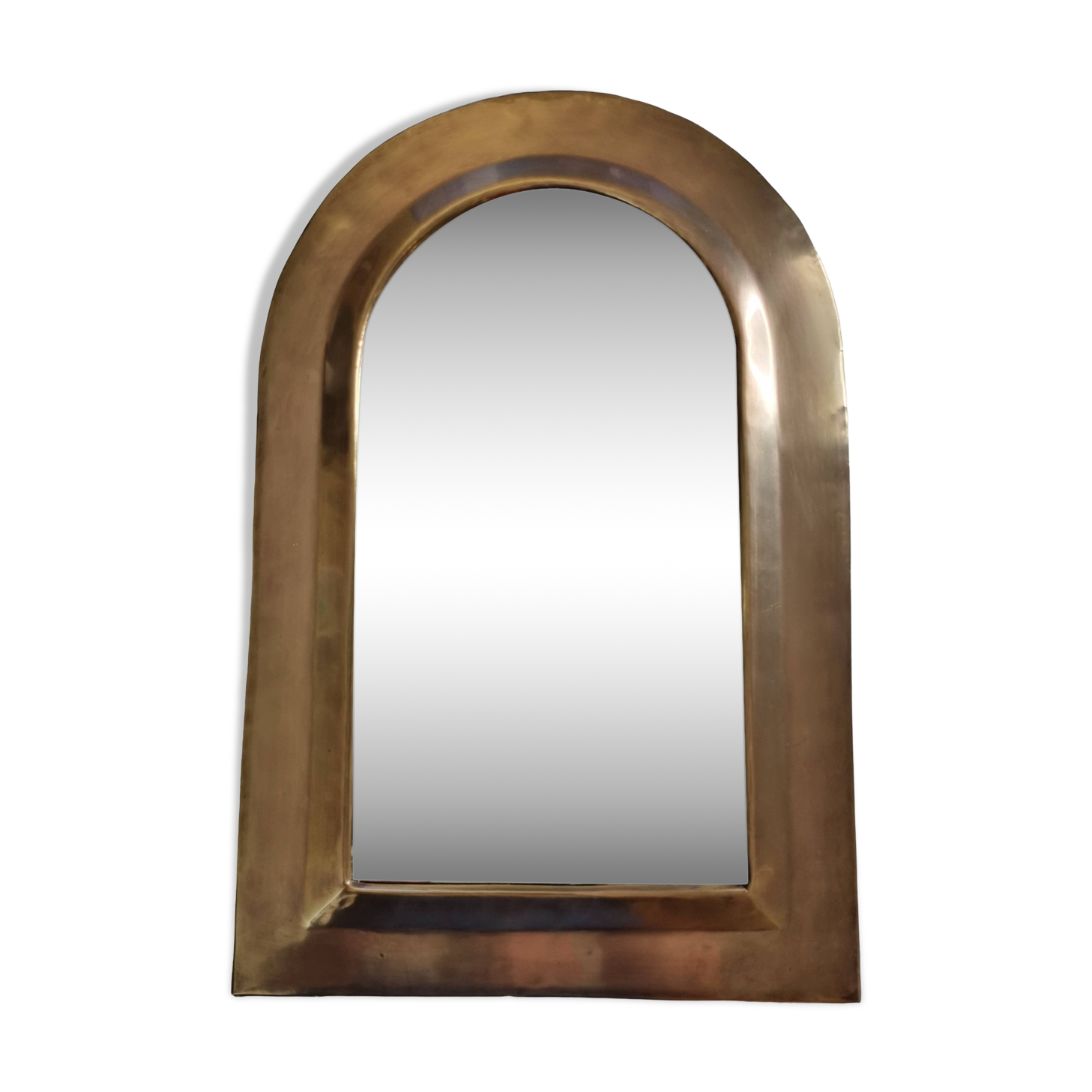 Original vintage Moroccan brass mirror, arch shape, 48 x 32 cm