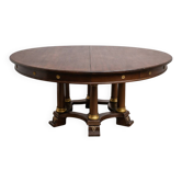 Large extendable round table – column base – Empire period / mahogany