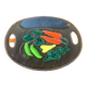 1970s Glazed ceramic serving dish decorated with peppers / chili peppers