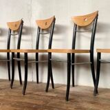 Series Set of 6 vintage bistro chairs in curved wood