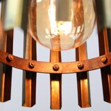 Vintage Italian Brass Cage Pendant Lamp, 70s