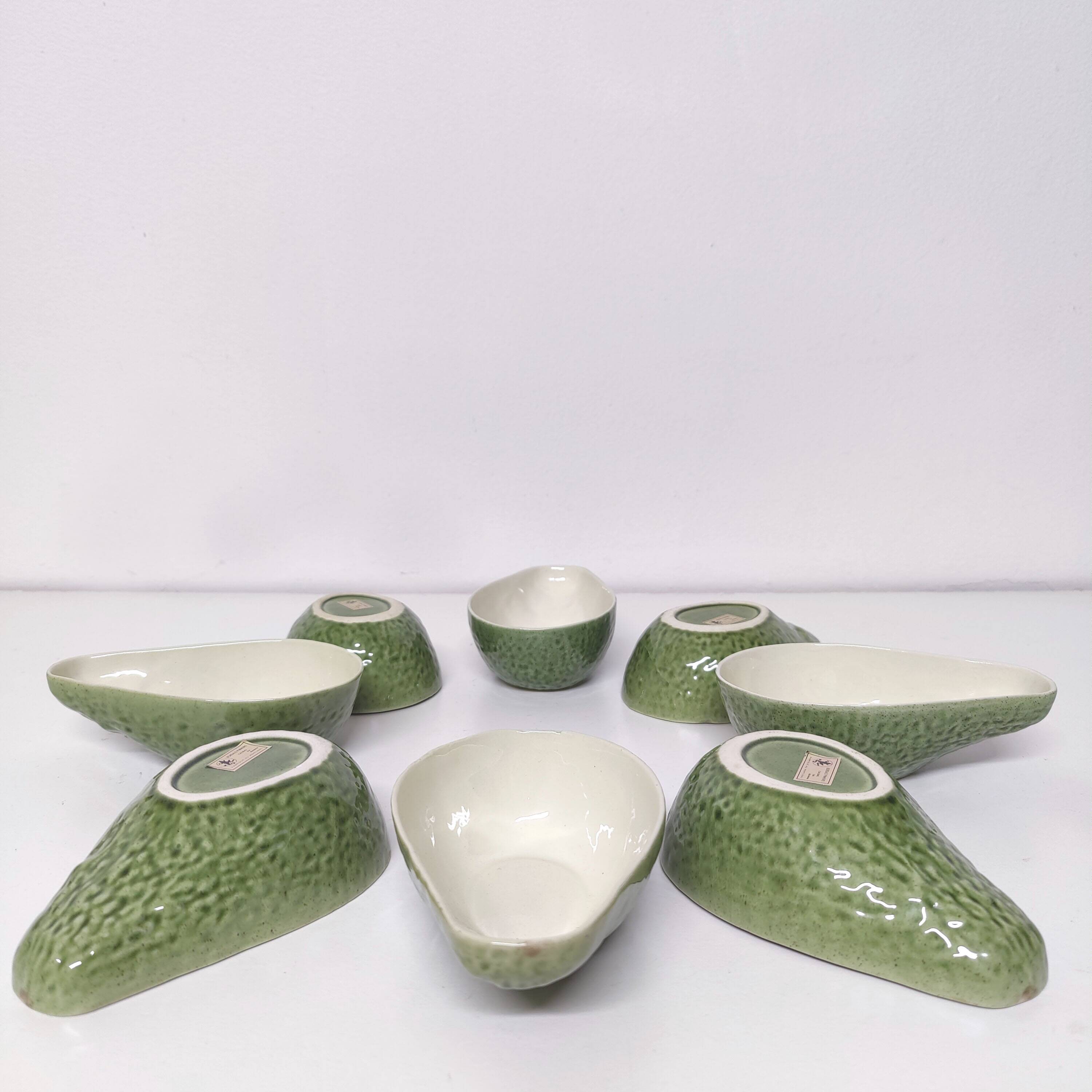 Set of 8 avocado-shaped ceramic bowls Bordalo Pinheiro Portugal