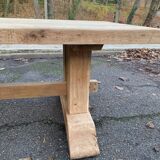 Restored 19th-century monastery dining table in solid oak, 220cm