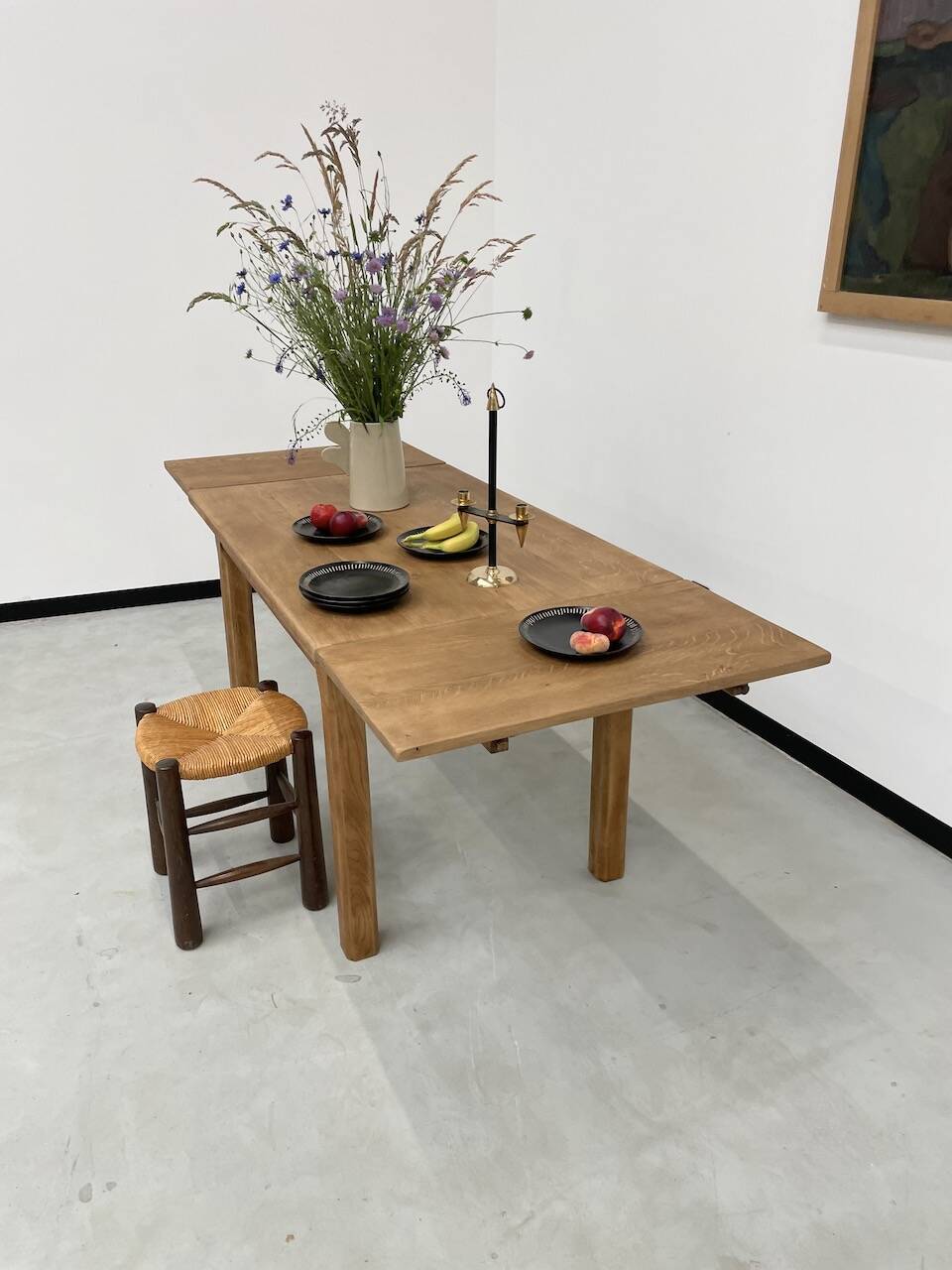 Oak farmhouse table 120cm + 200cm extensions