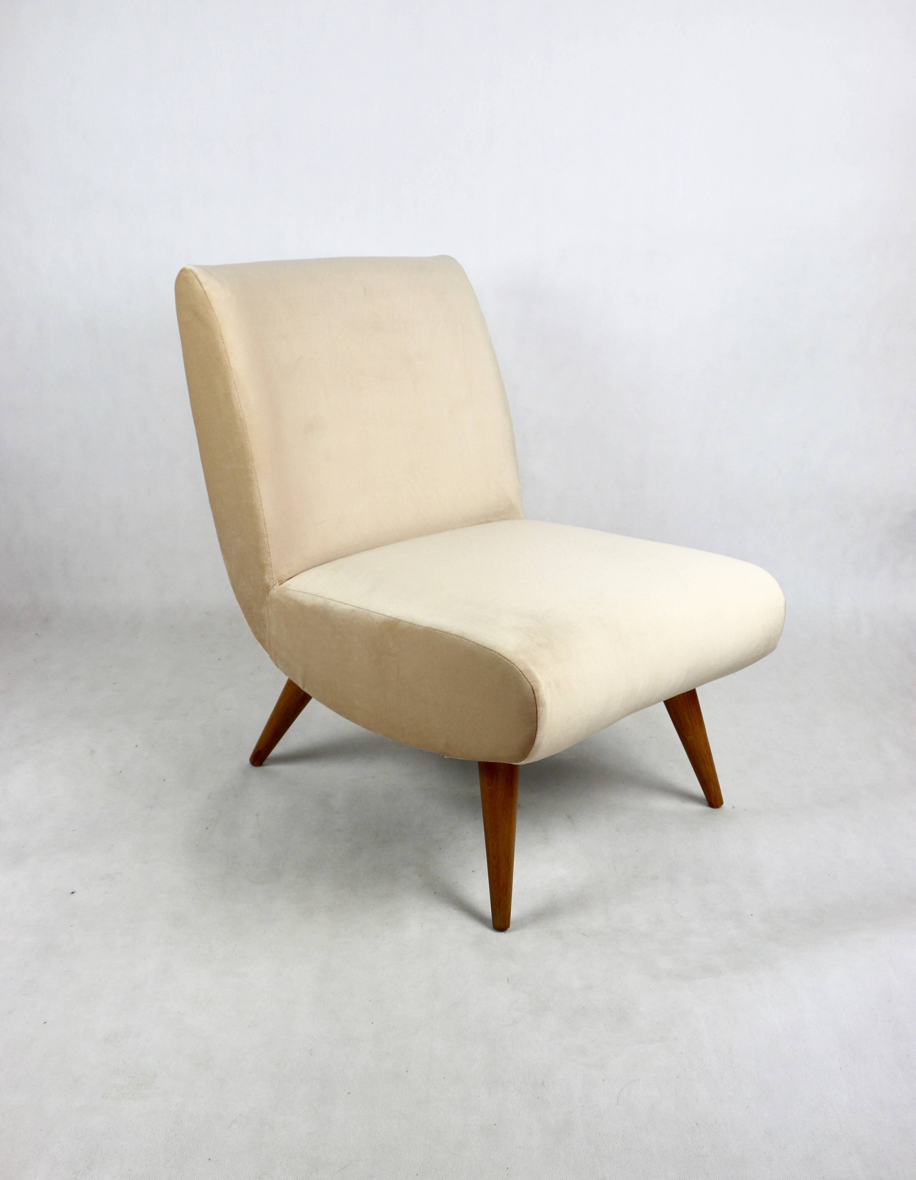 Vintage Loft armchair from the 70s beige champagne velvet