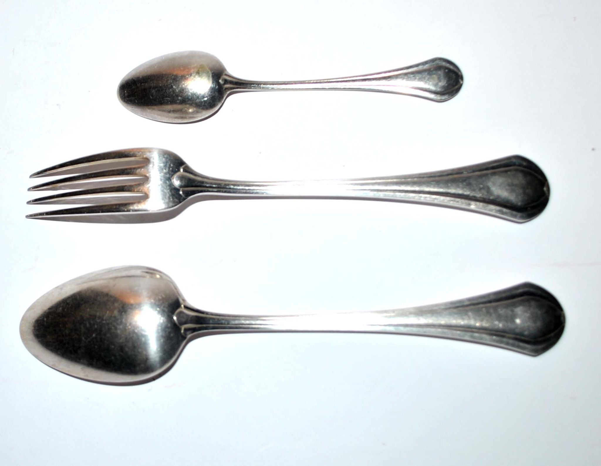 Couverts de table printania art deco 3p fourchette, cuillères soupe, café 1920 Christofle