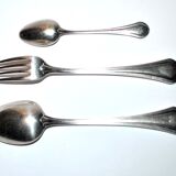 Christofle table cutlery printania art deco 3p fork, spoons soup + coffee 1920