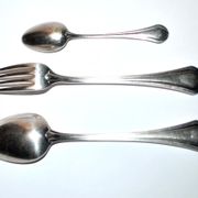 Couverts de table printania art deco 3p fourchette, cuillères soupe, café 1920 Christofle