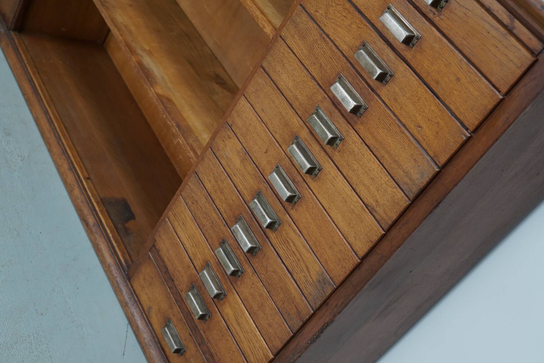 Vintage Dutch Oak Apothecary Sideboard / Filing Cabinet, 1950s