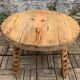 Solid pine tripod coffee table, raw, 1960