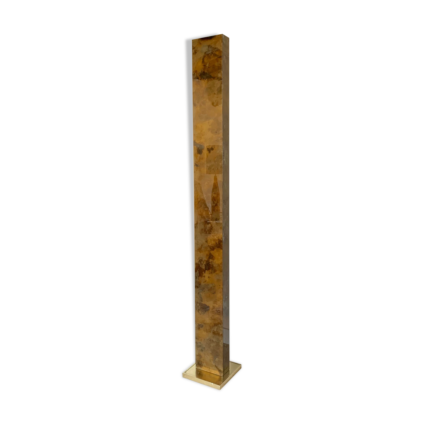 Totem column floor lamp in glass and vintage brass
