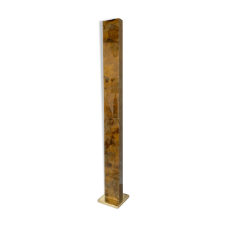 Totem column floor lamp in glass and vintage brass