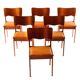Scandinavian dining chairs, beech & leather 1960