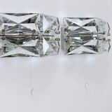 Pair of wall sconces in faceted crystal and chrome / prism glass wall lamps by Kinkeldey
