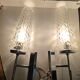 Paire d'appliques chrome et verre ciselé mid-century 