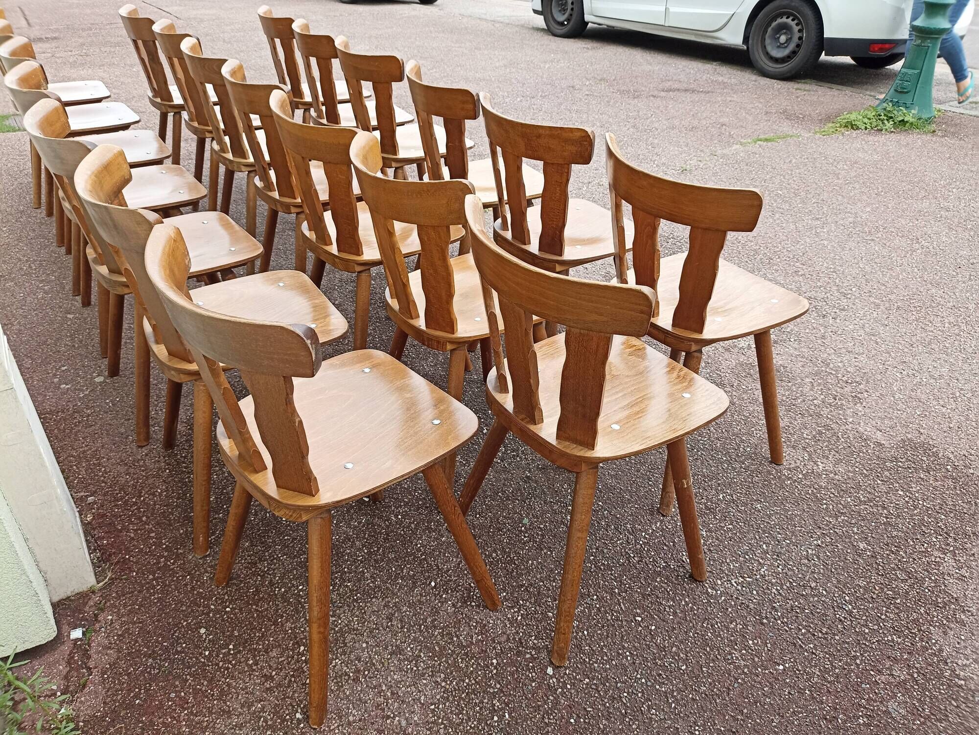 Set of 20 bistro cafe bar restaurant chairs - wood - vintage