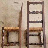 Set of 6 Vintage Rustic Solid Wood Chairs circa 1980