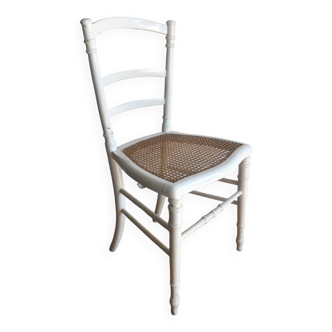 White chair in wood and canework