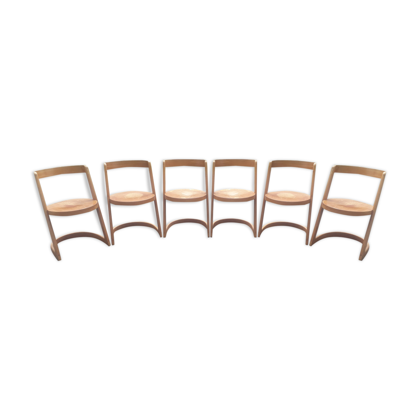 Suite de 6 chaises vintage Baumann modèle Halfa