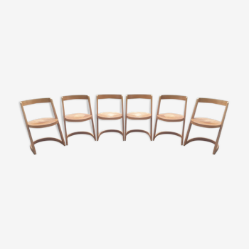 Suite de 6 chaises vintage Baumann modèle Halfa