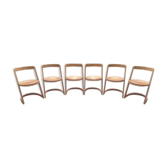 Suite de 6 chaises vintage Baumann modèle Halfa