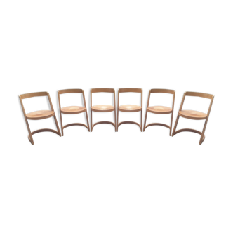 Suite of 6 vintage chairs Baumann model Halfa