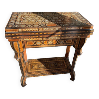 Moroccan marquetry game table