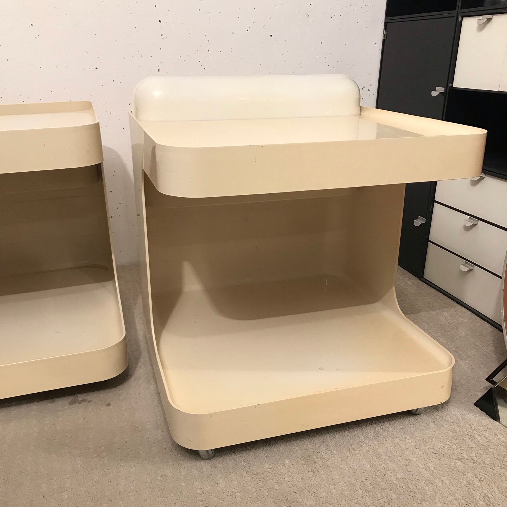 Pair of sofa ends or side tables , Marcello Siard , Longato Padova 1970