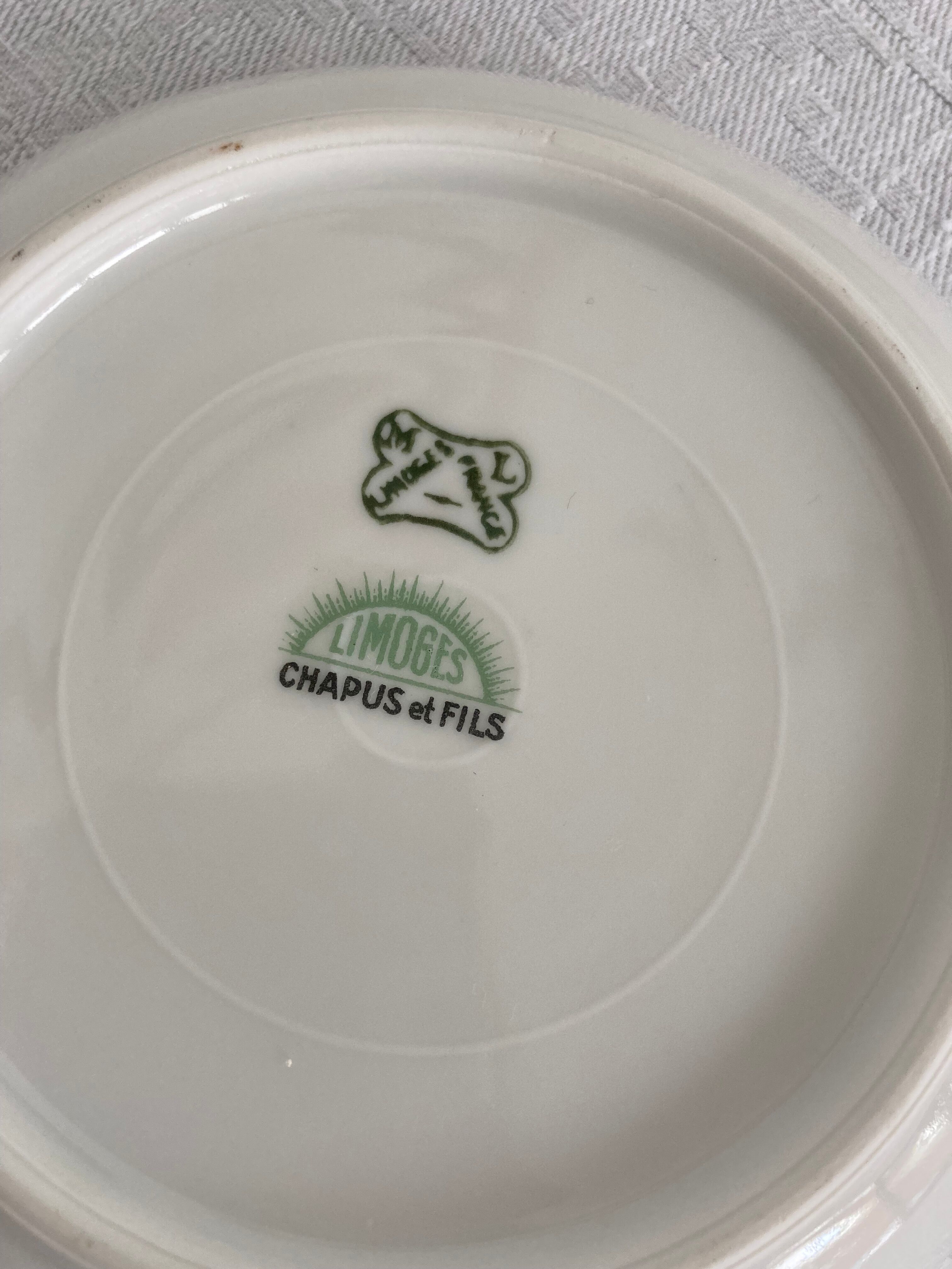 Set cockerel saucer children porcelain Limoges Chapus