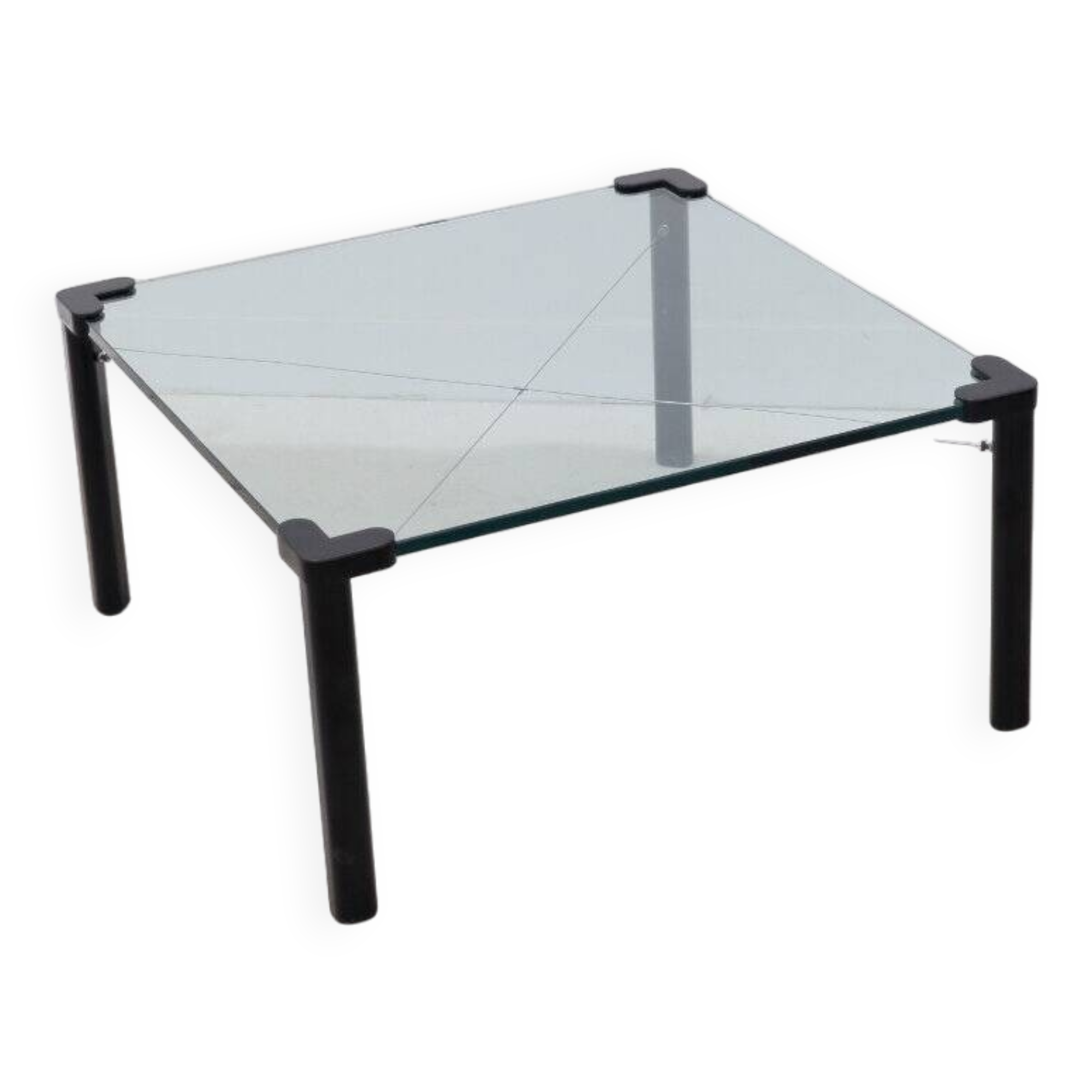 Glass and metal coffee table, 1980