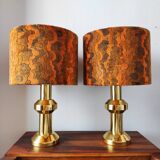 Pair of large vintage 1970s brass living room lamps