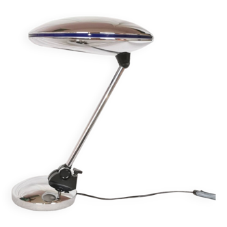 Adjustable chrome metal UFO lamp, space age, UFO, Aluminor, France, 1980.