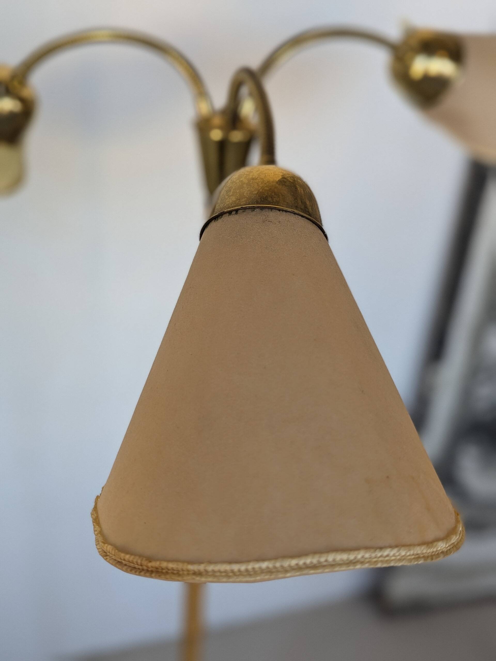 Bamboo and brass floor lamp