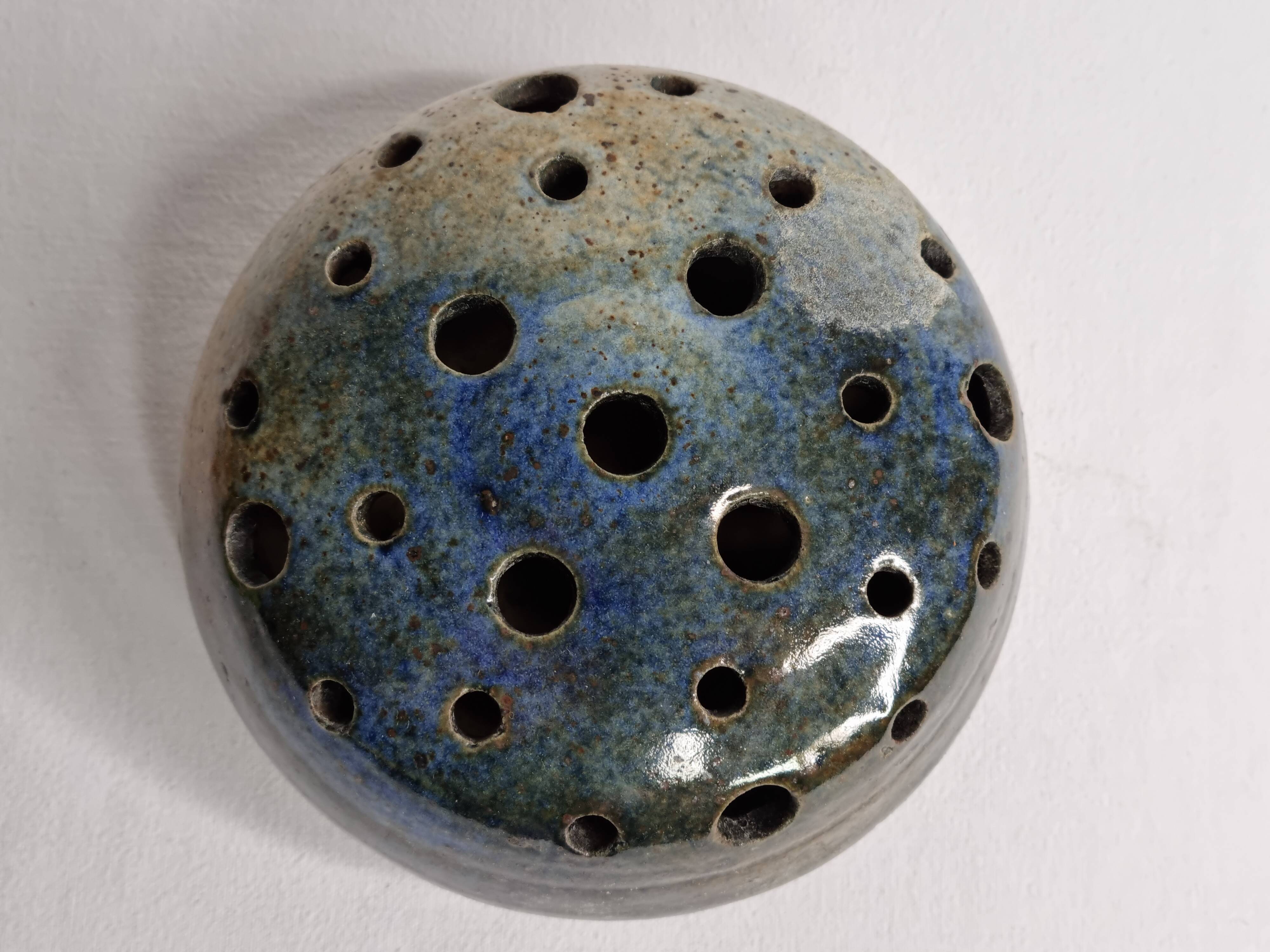 Set of two enamelled stoneware flower vases from "Vezelay" signed