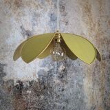 Flower suspension metal structure 6 petals in olive green linen
