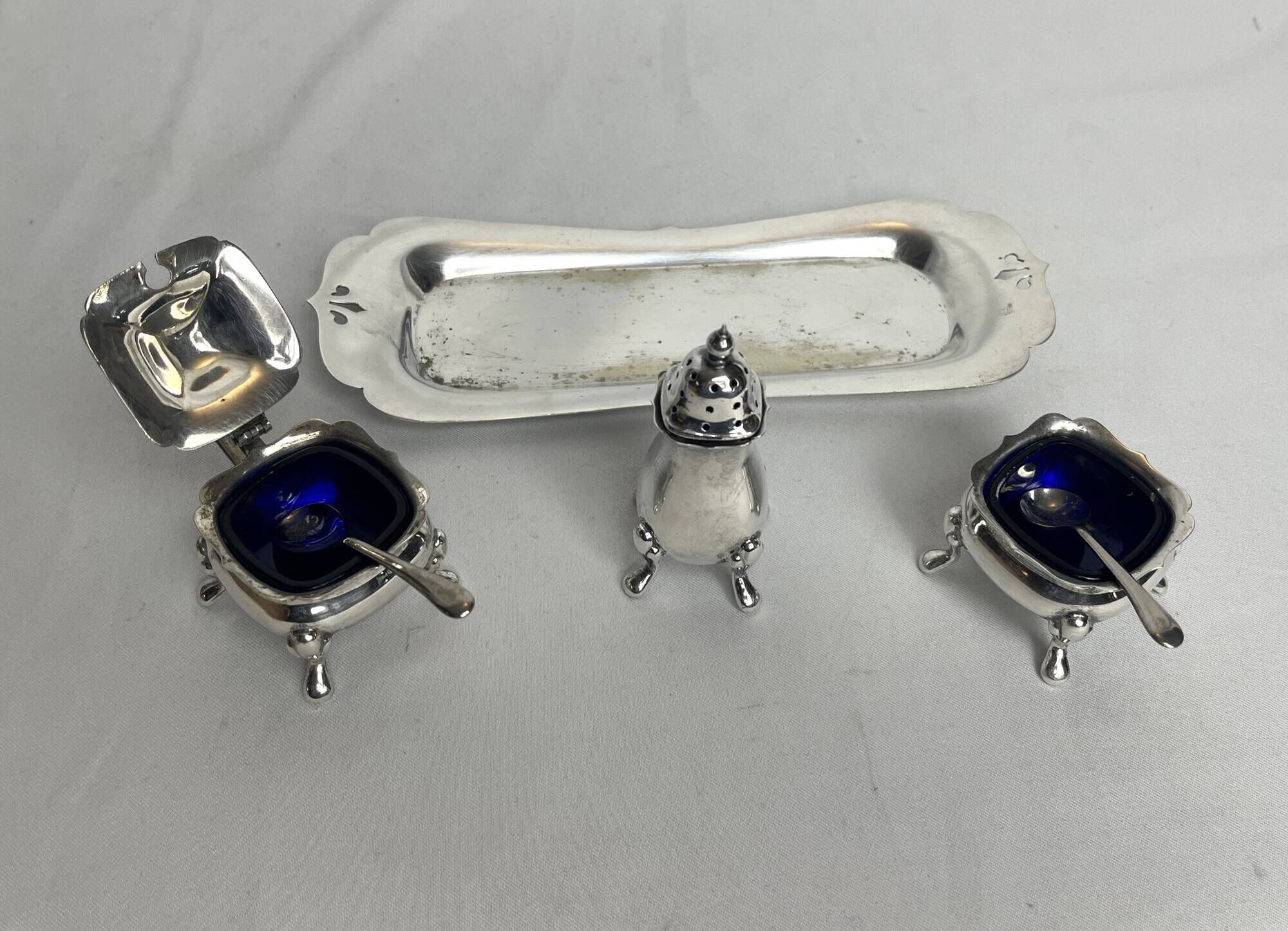 Tableware, 3-piece server silver-plated tray early 20th century