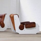 Original vintage mid century design armchair in brown leather, 1960s