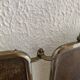 Miroir vintage 1930 triptyque de barbier lézard brun Art Déco - 26 x 61 cm